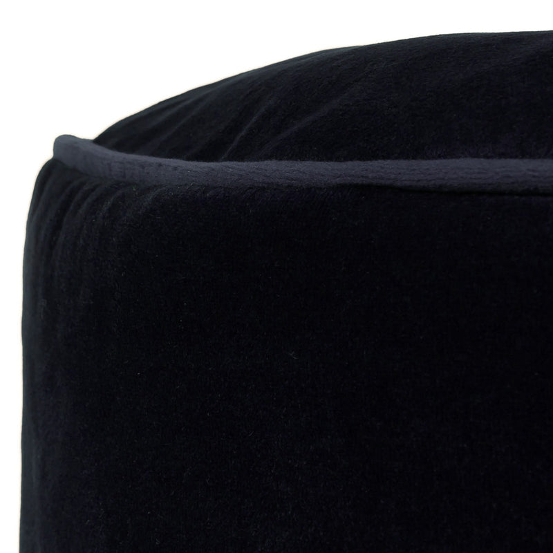 Pouf rond Milano en velours, bleu nuit 
