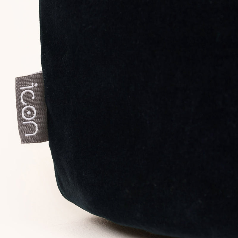 Pouf rond Milano en velours, bleu nuit 
