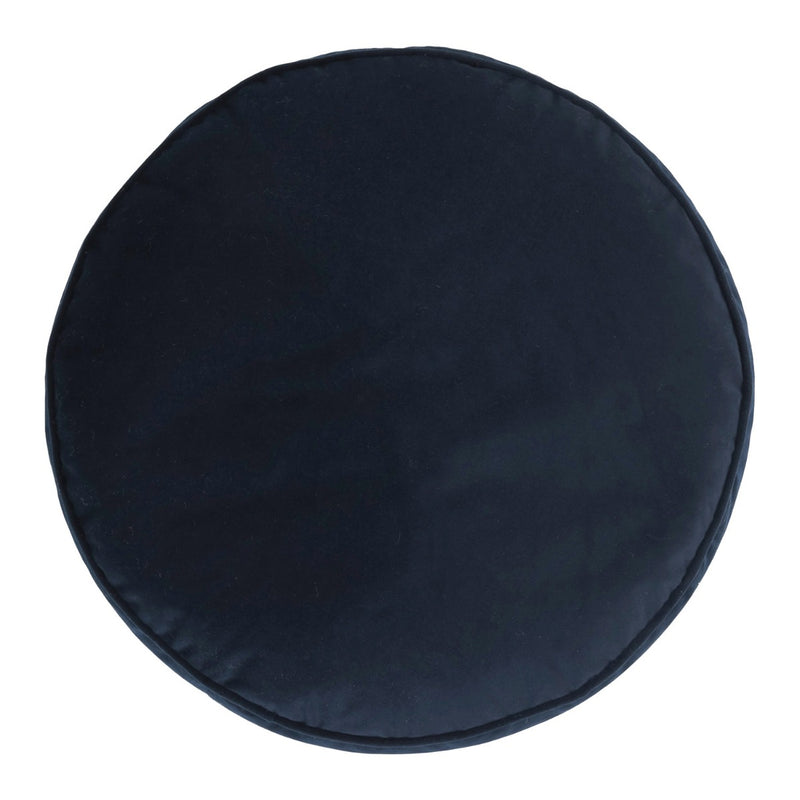 Pouf rond Milano en velours, bleu nuit 