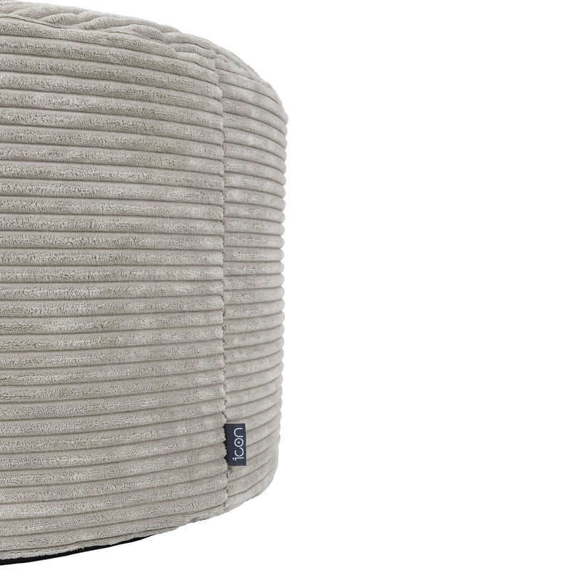 Pouf rond Milano en velours côtelé, gris 
