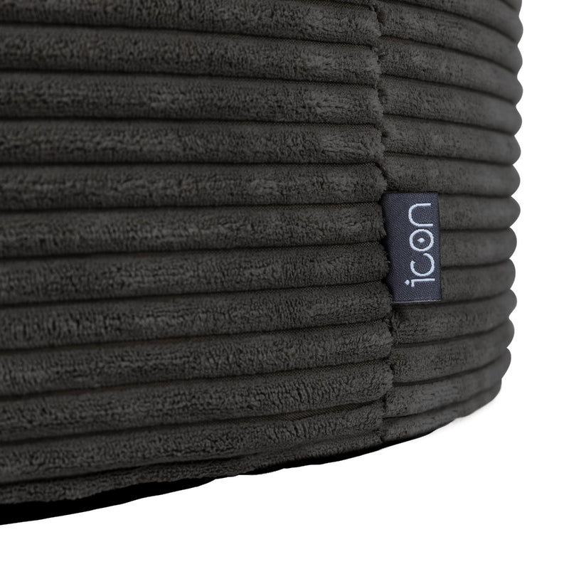 Pouf rond Milano en velours côtelé, gris antharite
