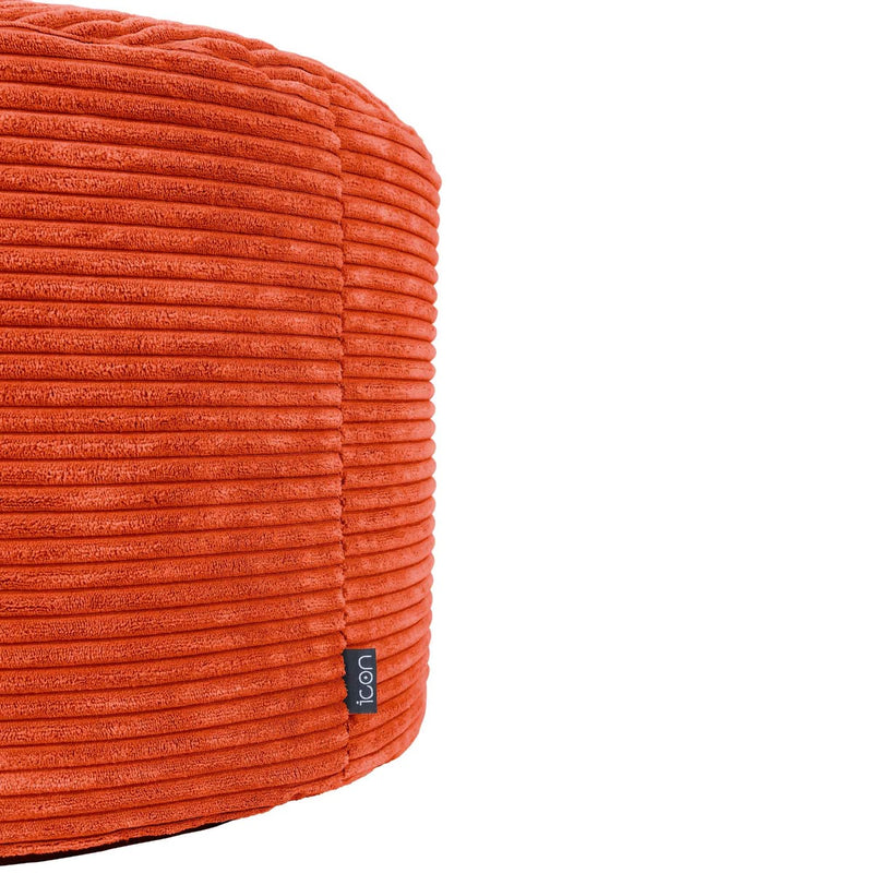 Pouf rond Milano en velours côtelé, orange terracotta