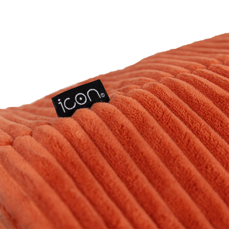 Pouf rond Milano en velours côtelé, orange terracotta