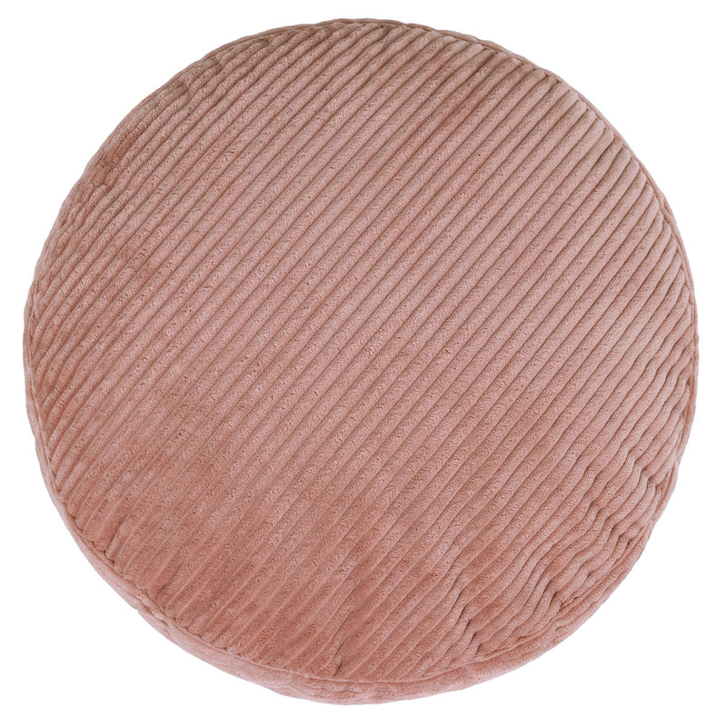 Pouf rond Milano en velours côtelé, rose auroral