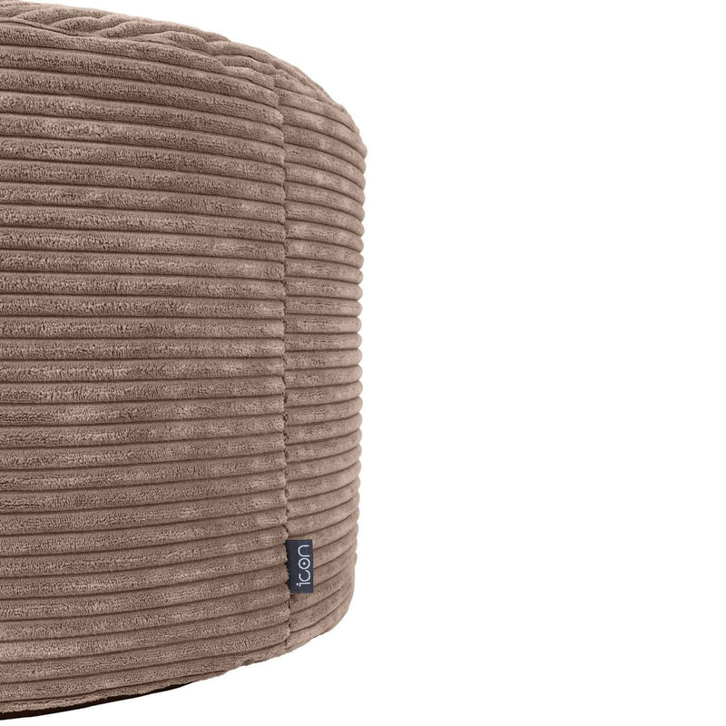 Pouf rond Milano en velours côtelé, brun moka