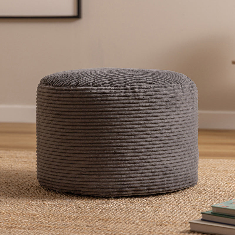 Pouf rond Milano en velours côtelé, gris antharite