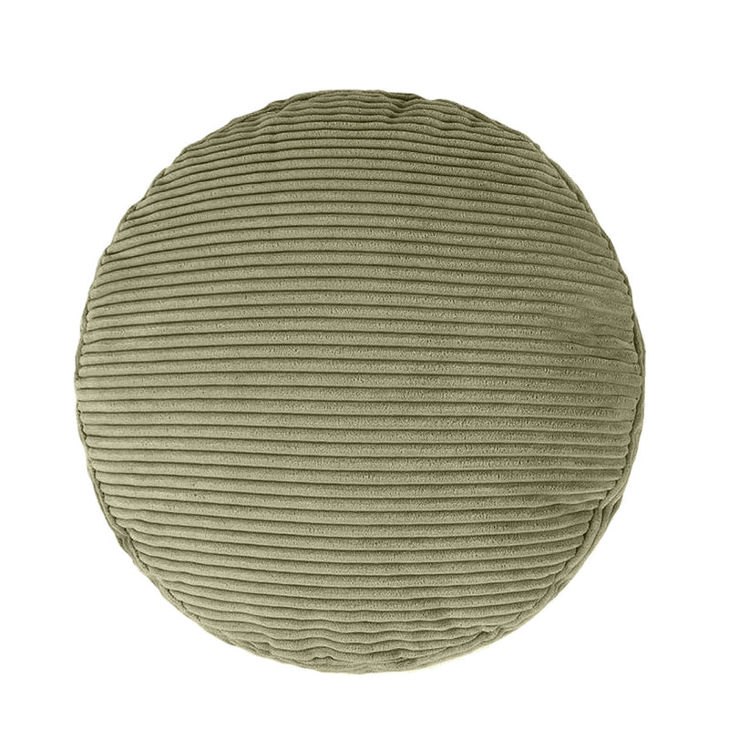 Pouf rond Milano en velours côtelé, vert sauge