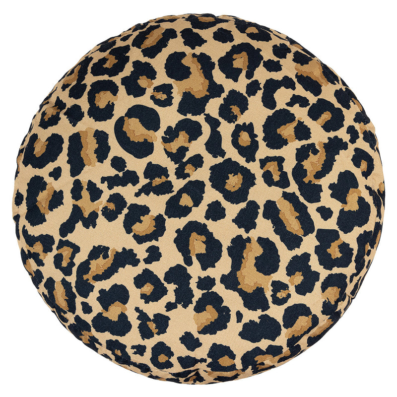Pouf rond tissé à imprimé léopard Milano, multicolore