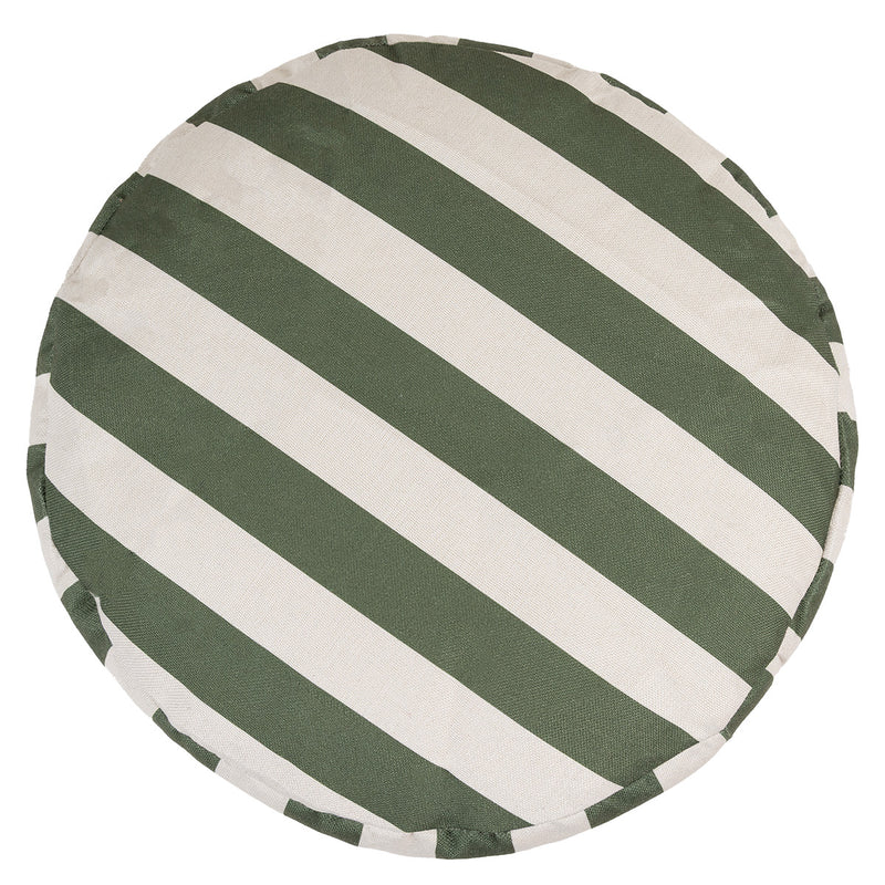 Pouf rond tissé Milano Stripe, vert olive
