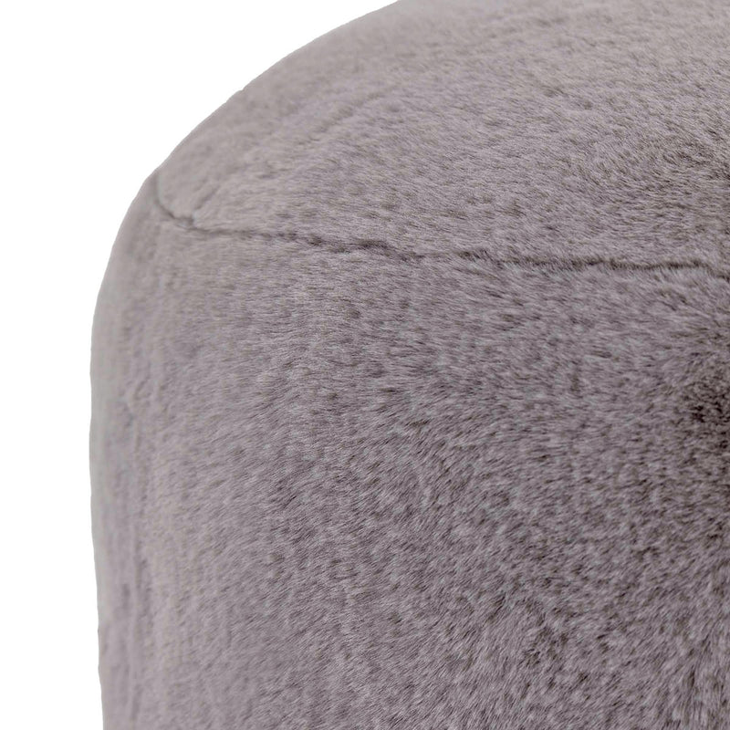 Pouf rond Milano en fausse fourrure, vert olive
