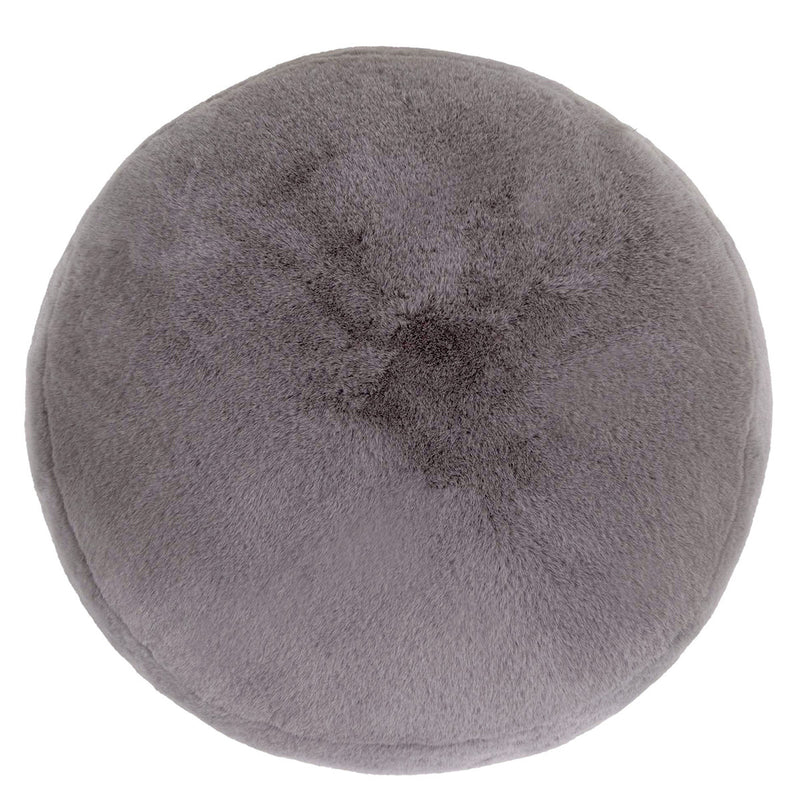 Pouf rond Milano en fausse fourrure, vert olive