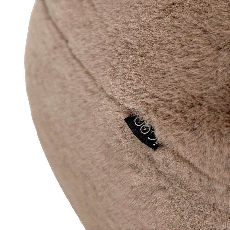 Pouf rond Milano en fausse fourrure, brun moka 
