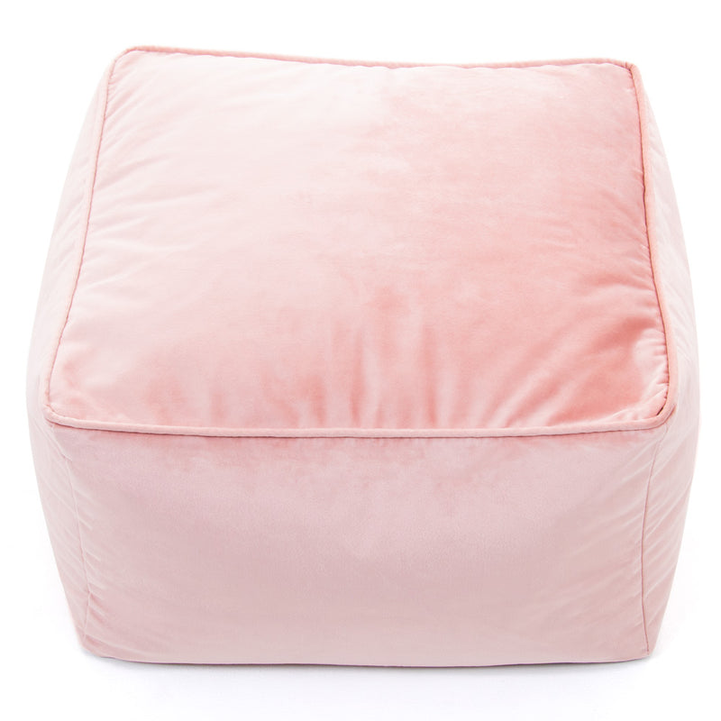 Petit repose-pieds carré en velours Amara - Rose
