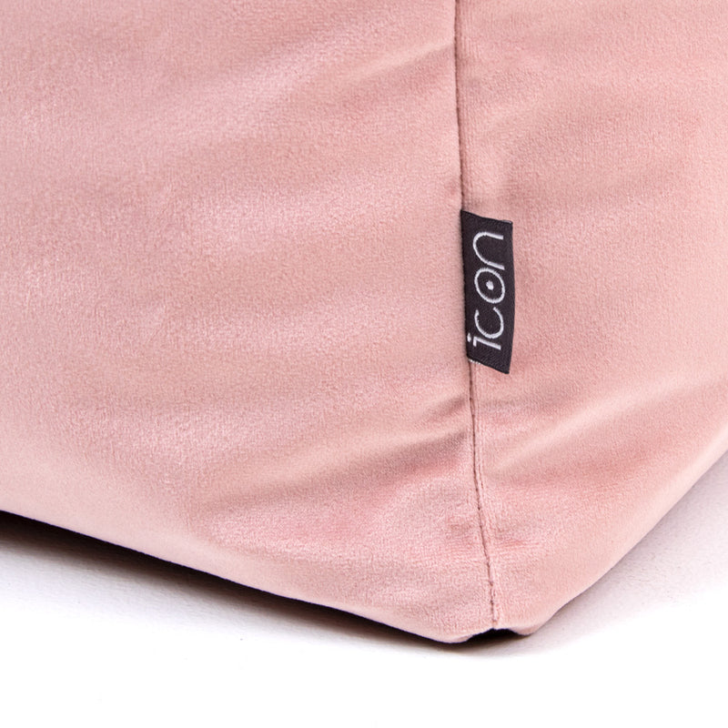 Petit repose-pieds carré en velours Amara - Rose