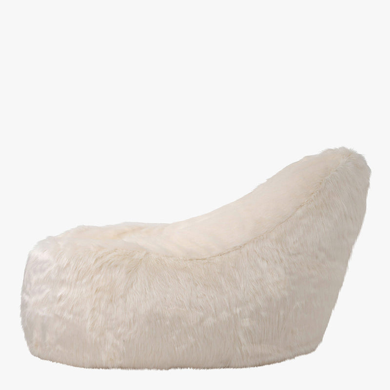 Pouf Géant Fauteuil Poire en Fausse Fourrure - Beige