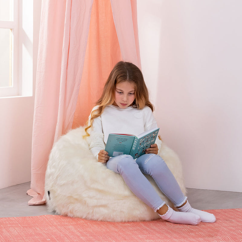 Pouf Classique En Fausse Fourrure De Luxe Pour Enfants Kingston - Beige