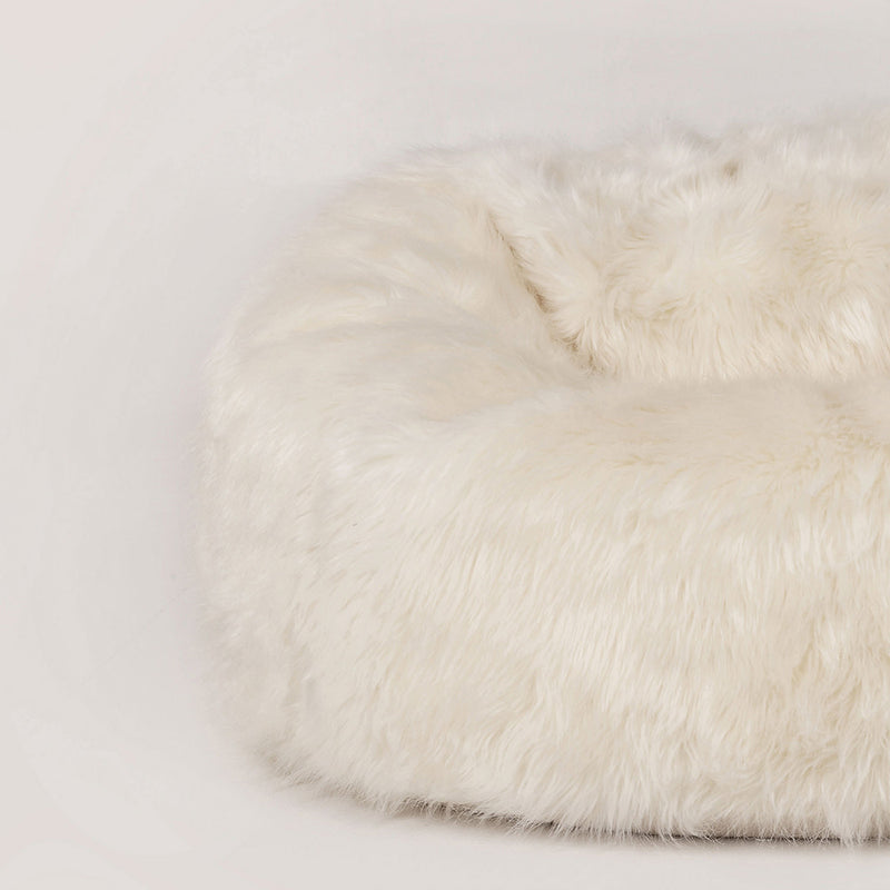Pouf Classique En Fausse Fourrure De Luxe Pour Enfants Kingston - Beige