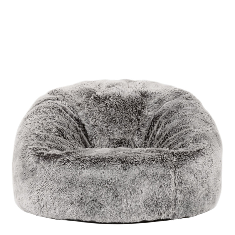 Fauteuil pouf méridienne enfant fausse fourrure, gris