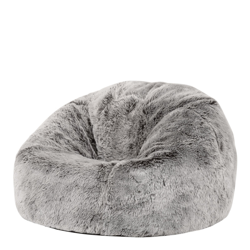 Fauteuil pouf méridienne enfant fausse fourrure, gris