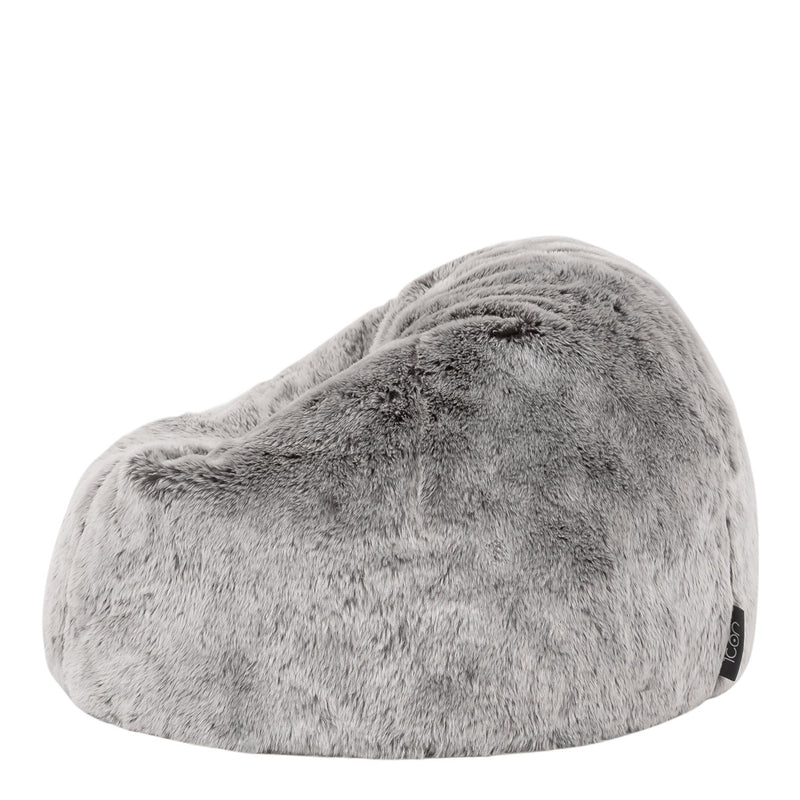 Fauteuil pouf méridienne enfant fausse fourrure, gris