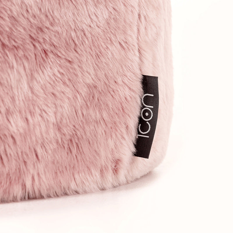 Fauteuil pouf méridienne enfant fausse fourrure, rose