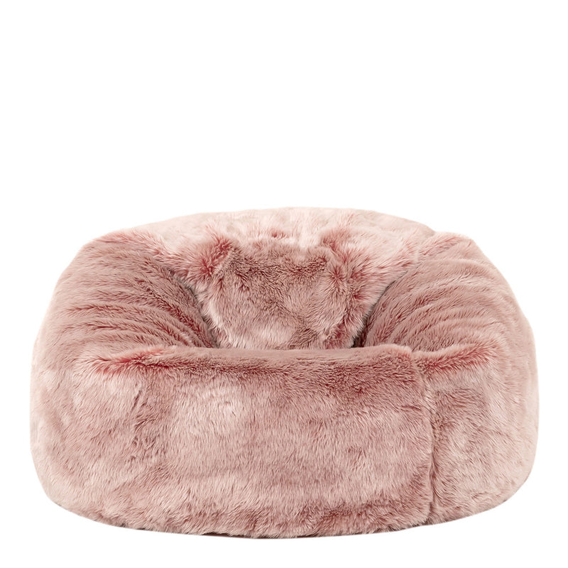 Fauteuil pouf méridienne enfant fausse fourrure, rose