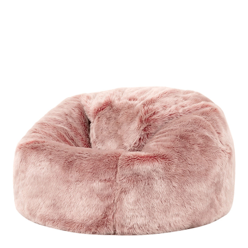 Fauteuil pouf méridienne enfant fausse fourrure, rose