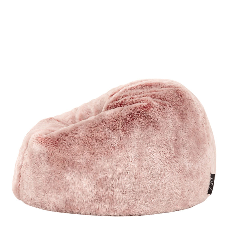 Fauteuil pouf méridienne enfant fausse fourrure, rose