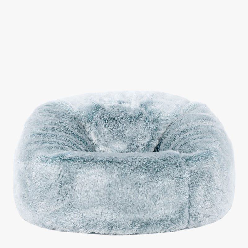 Pouf classique de luxe en fausse fourrure Kids Kingston - Bleu clair