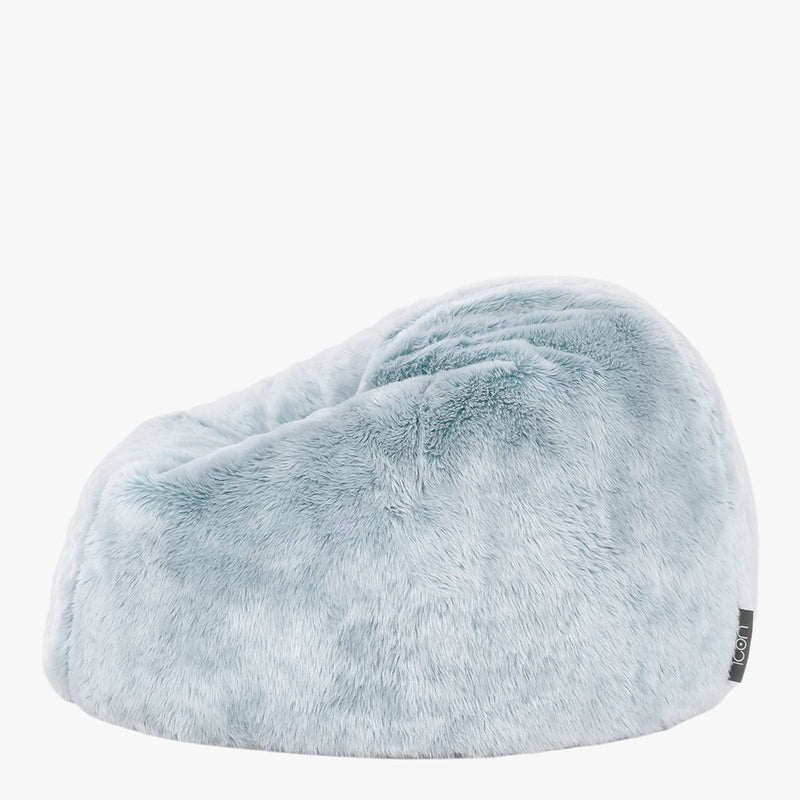 Pouf classique de luxe en fausse fourrure Kids Kingston - Bleu clair