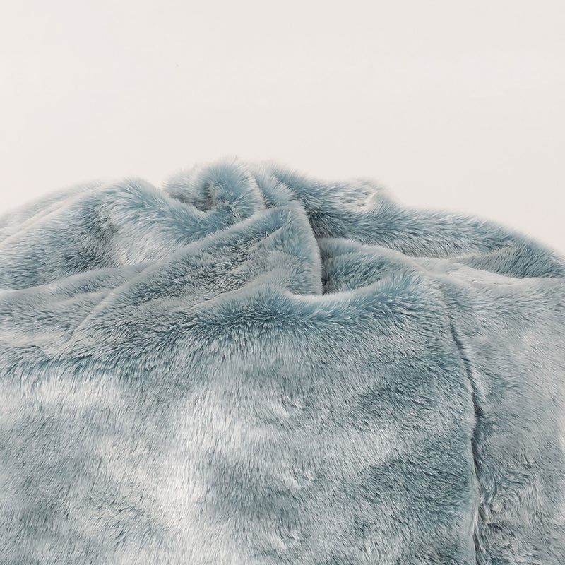 Pouf classique de luxe en fausse fourrure Kids Kingston - Bleu clair