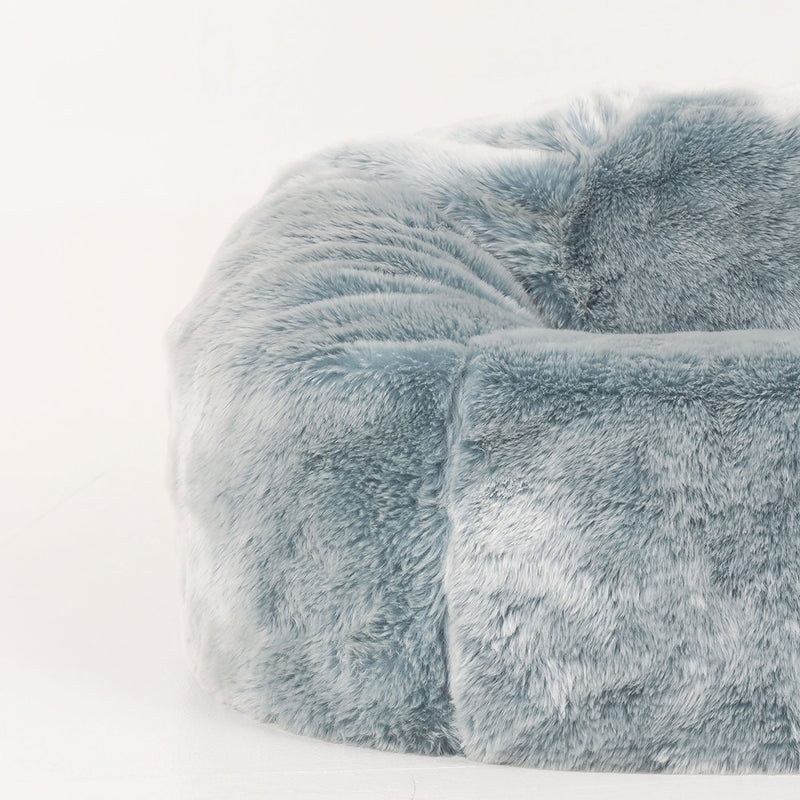 Pouf classique de luxe en fausse fourrure Kids Kingston - Bleu clair