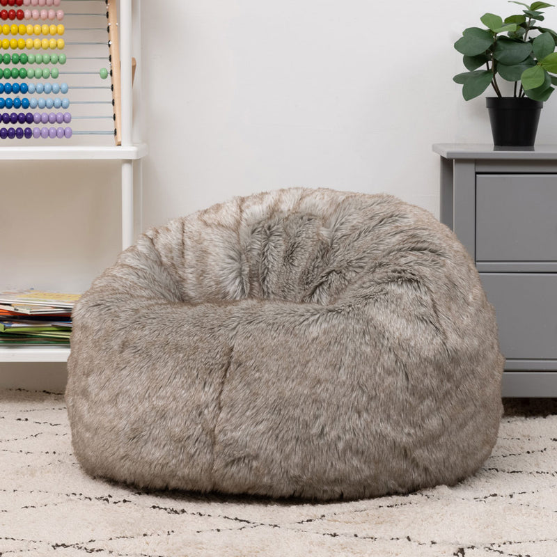 Pouf Classique En Fausse Fourrure De Luxe Pour Enfants Kingston - Lapin