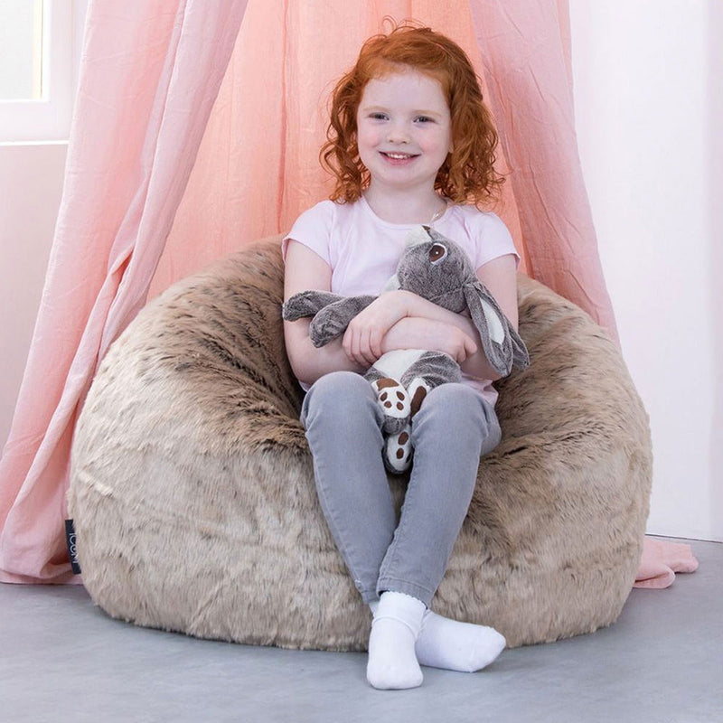 Pouf Classique en Fausse Fourrure de Luxe pour Enfants Kingston - Vison