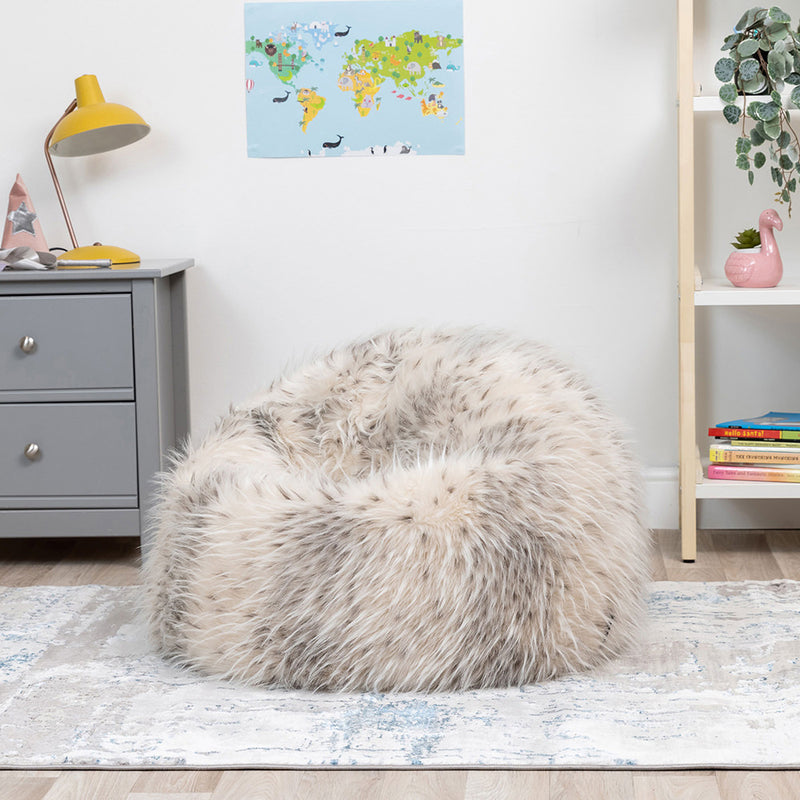 Pouf classique en fausse fourrure de luxe Kids Kingston - Léopard des neiges