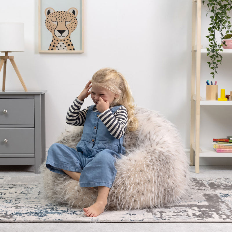 Pouf classique en fausse fourrure de luxe Kids Kingston - Léopard des neiges
