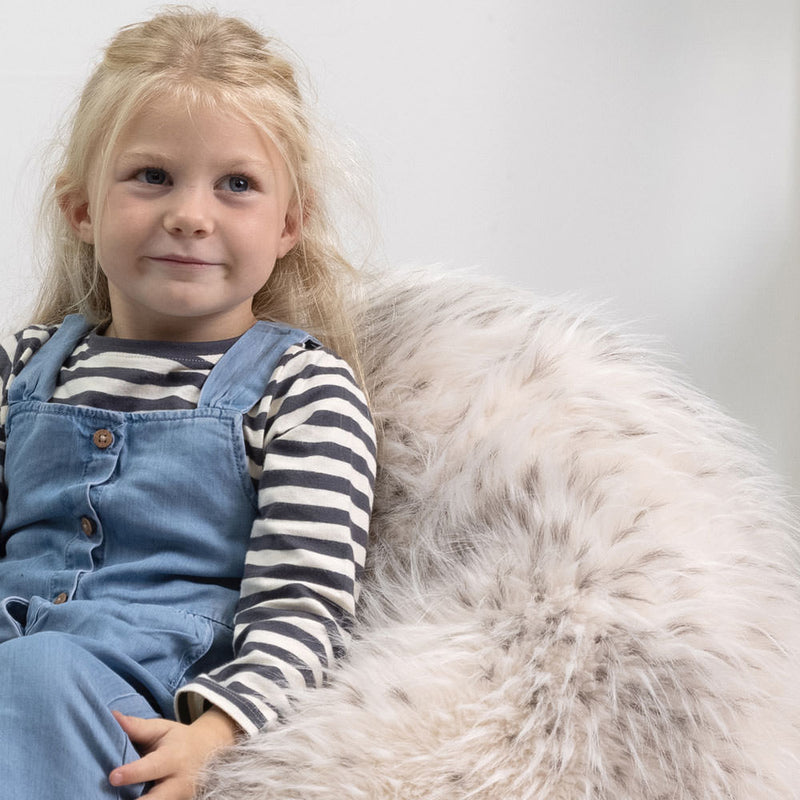 Pouf classique en fausse fourrure de luxe Kids Kingston - Léopard des neiges