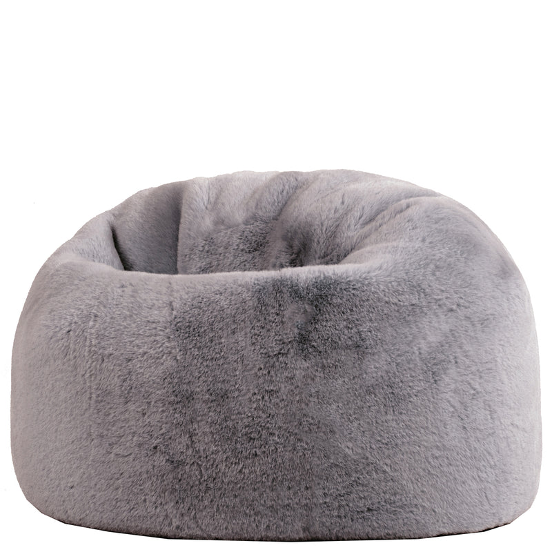 Pouf classique enfant en fausse fourrure Kingston, gris
