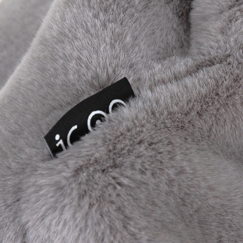 Pouf classique enfant en fausse fourrure Kingston, gris