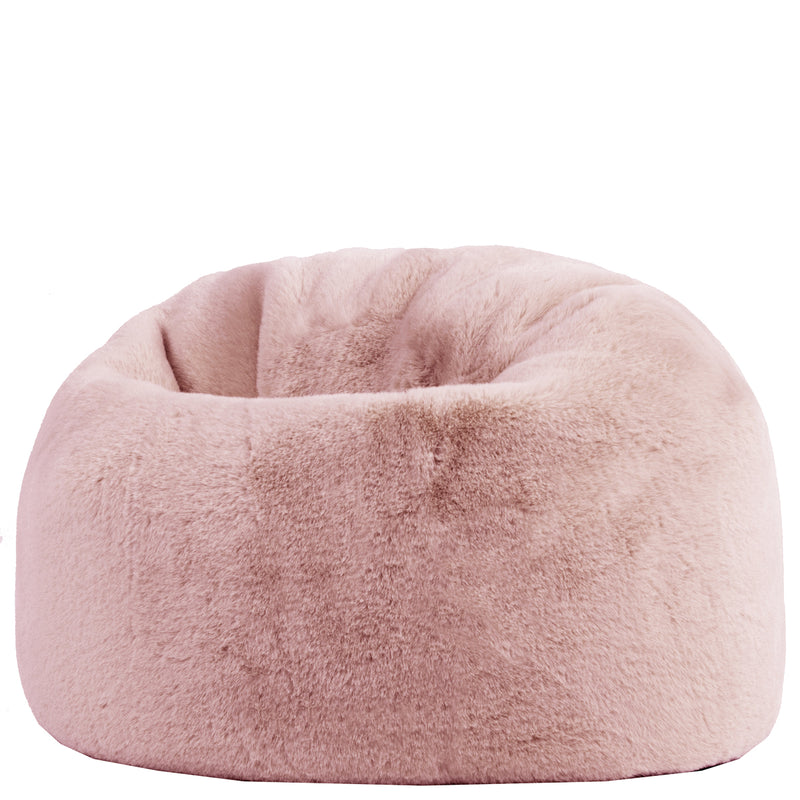 Pouf classique enfant en fausse fourrure Kingston, rose
