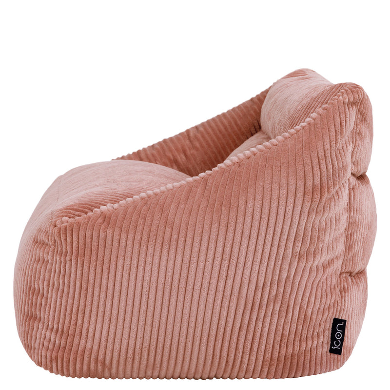 Canapé pouf en velours côtelé Cecilia pour enfants, rose aurore