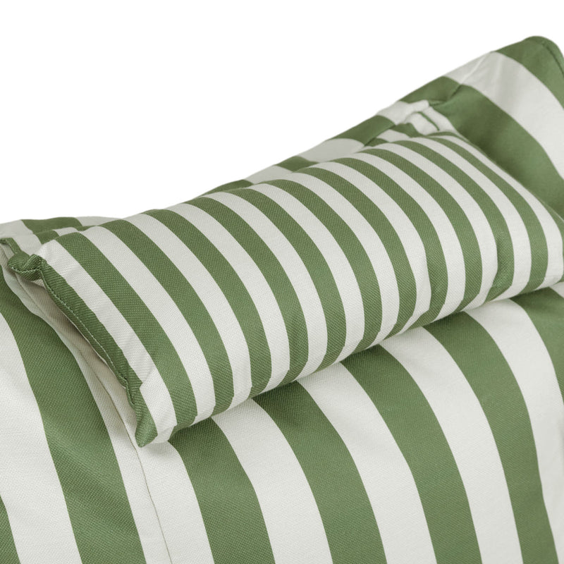 Pouf Nova en tissu, bandes vertes