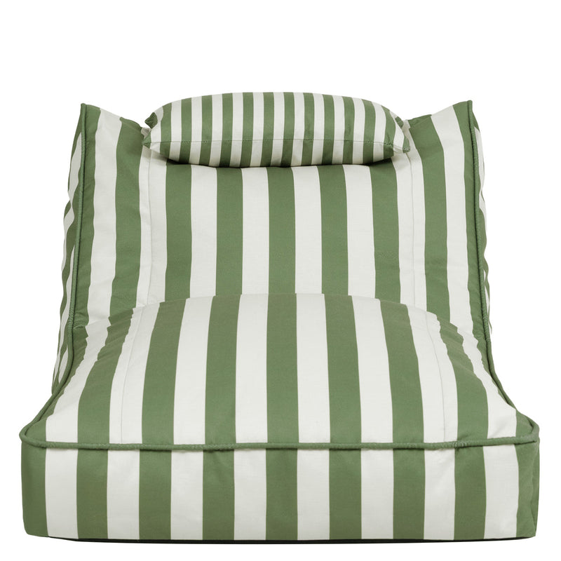 Pouf Nova en tissu, bandes vertes
