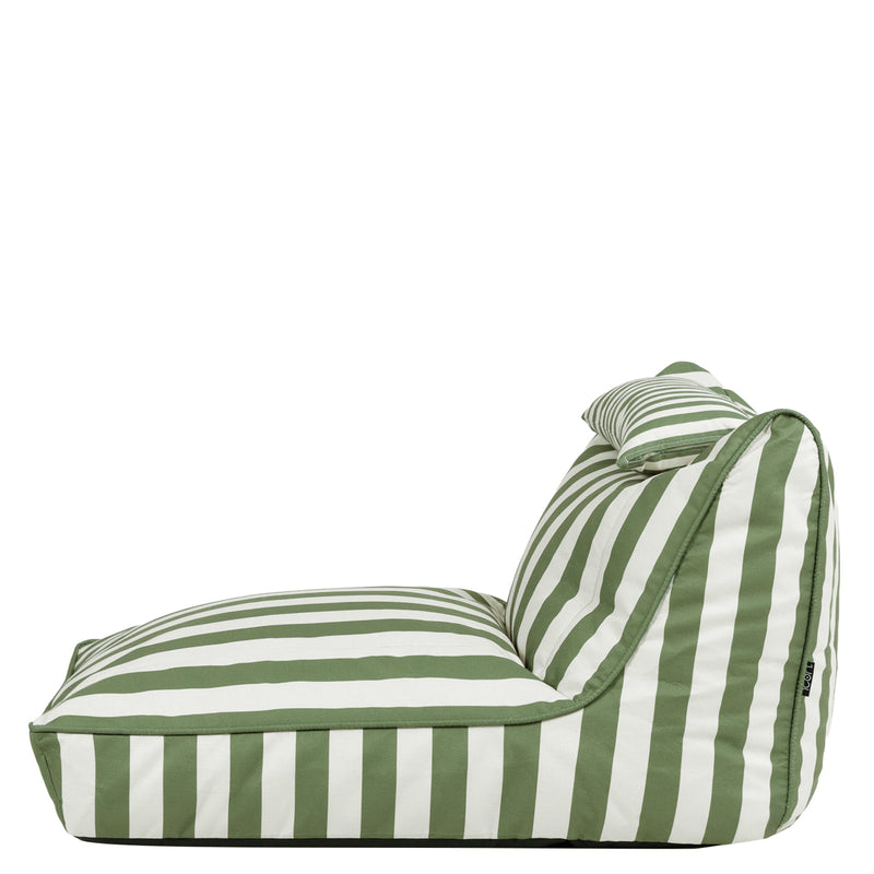 Pouf Nova en tissu, bandes vertes