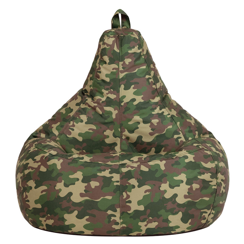 Pouf gaming à dossier haut résistant à l'eau, imprimé camouflage vert 