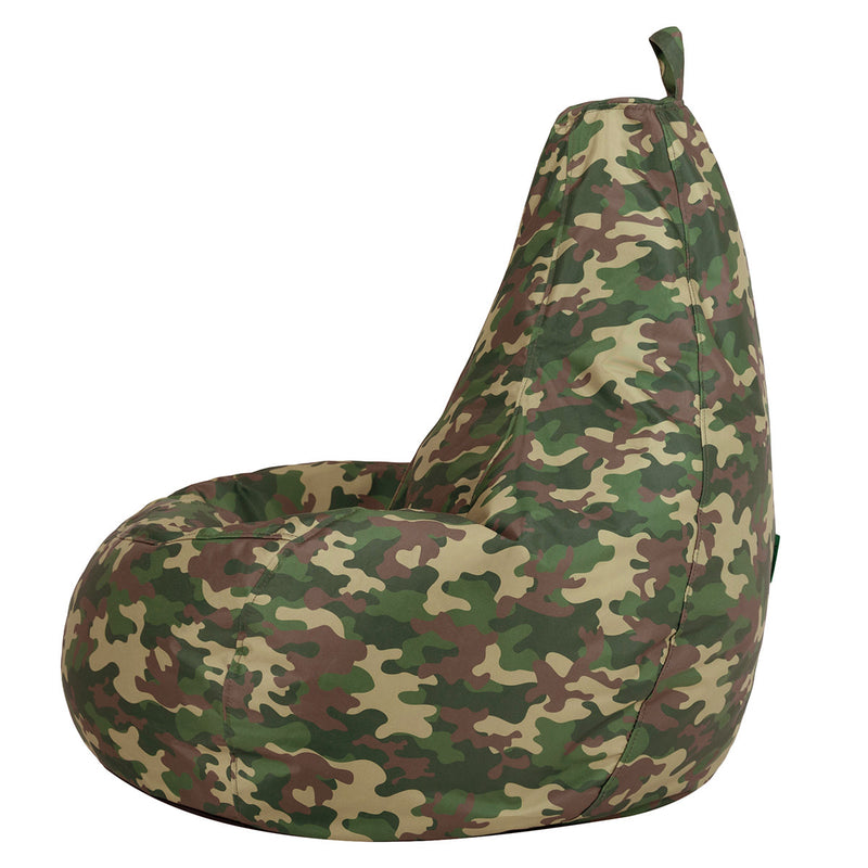 Pouf gaming à dossier haut résistant à l'eau, imprimé camouflage vert 