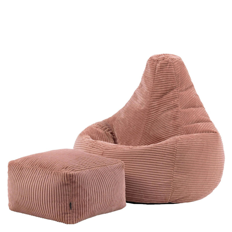 Pouf inclinable en velours côtelé Dalton, rose