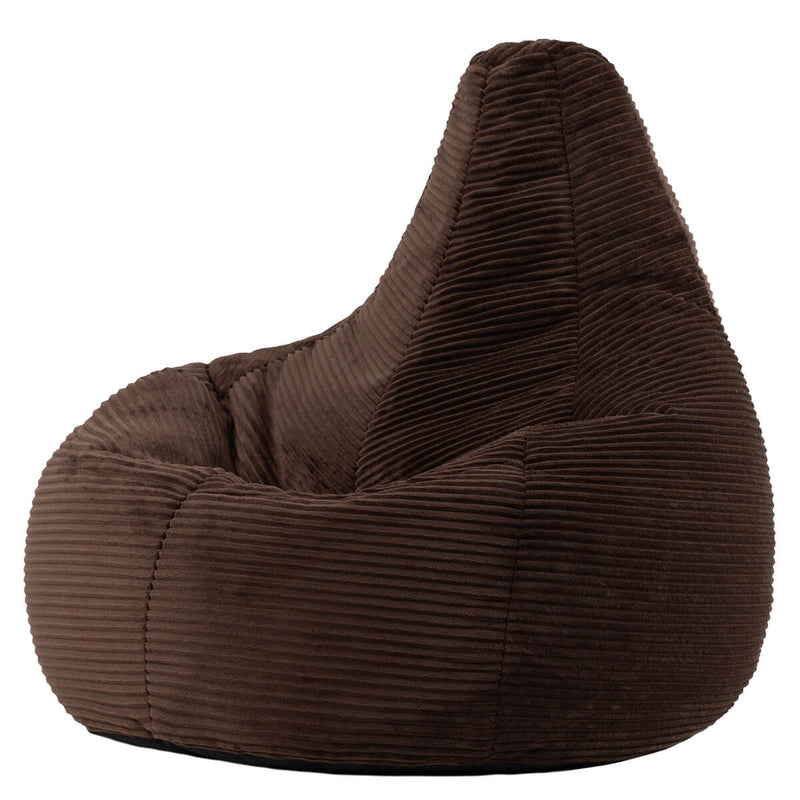 Pouf inclinable en velours côtelé Dalton, chocolat