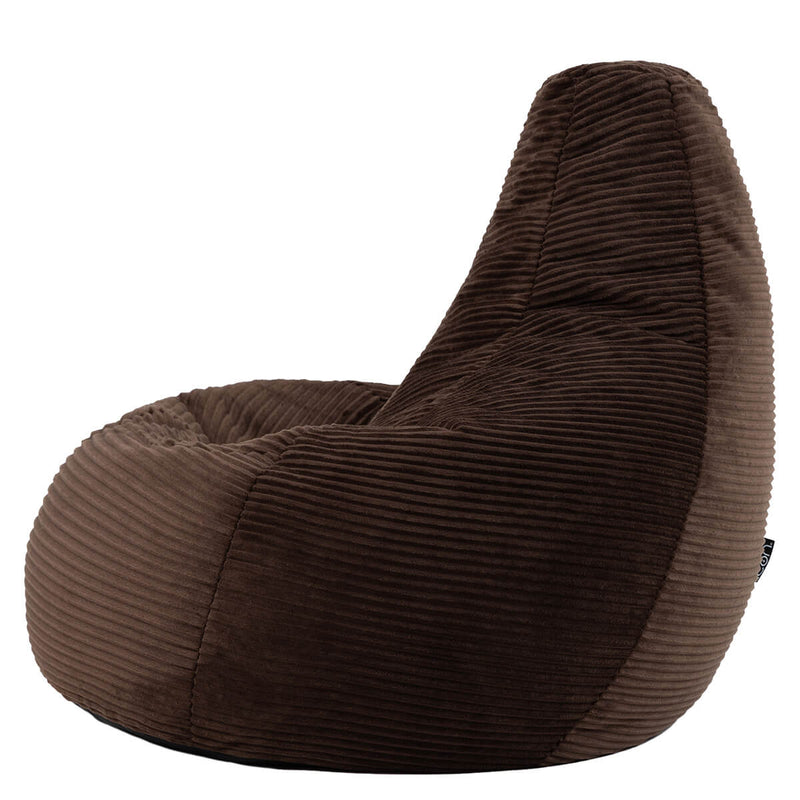 Pouf inclinable en velours côtelé Dalton, chocolat