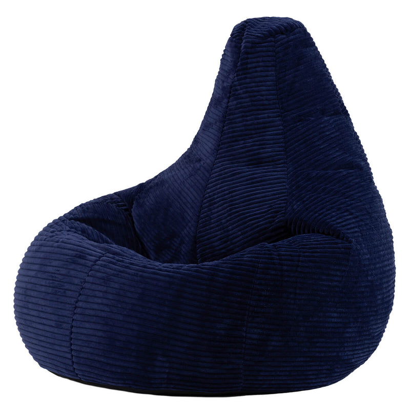 Pouf inclinable en velours côtelé Dalton, bleu marine